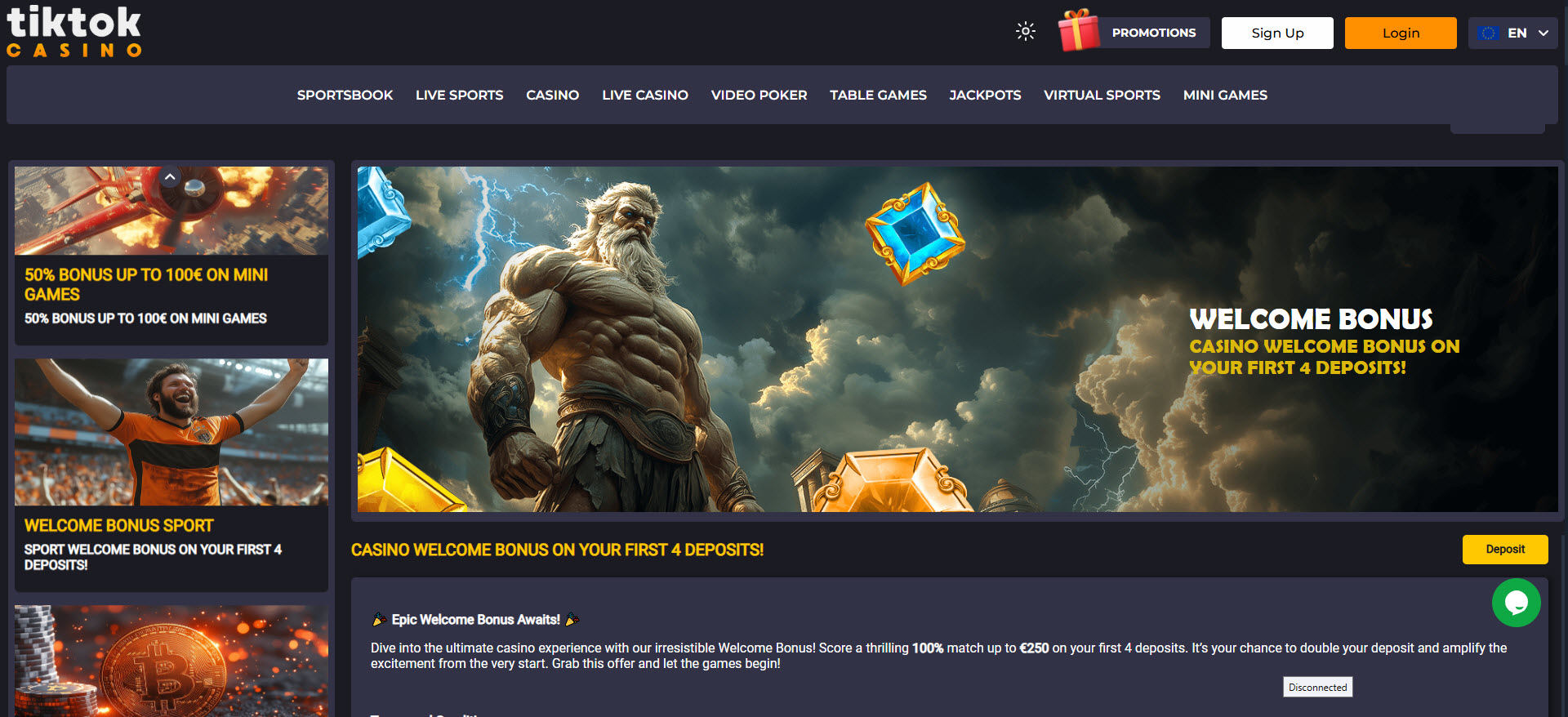 Unlock Epic Wins with TikTokCasino.com’s Welcome Bonus!
